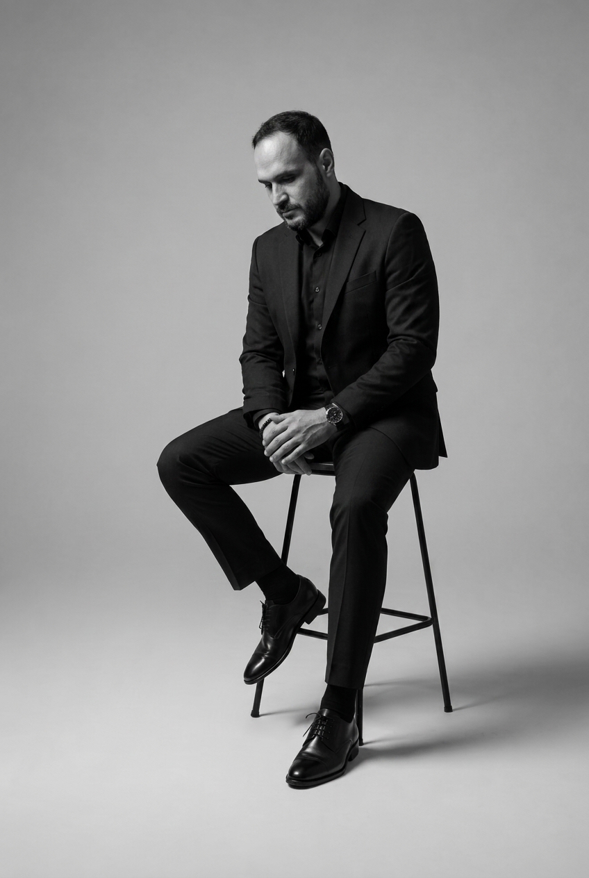 Executive Black & White Stool Portrait