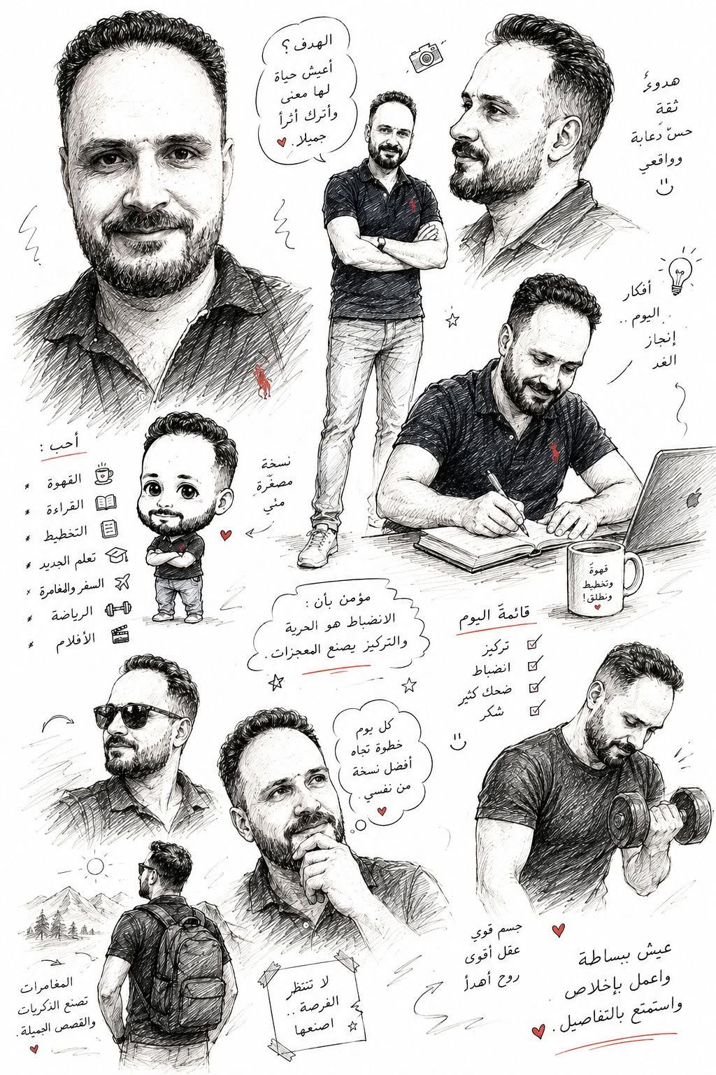 character in a pencil sketch style